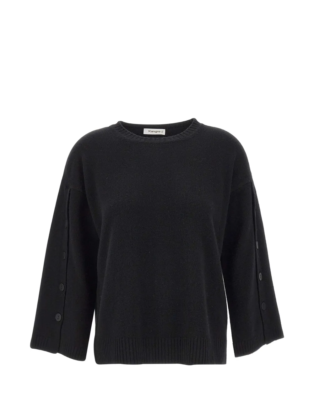 Kangra button-sleeve virgin wool knit - Schwarz
