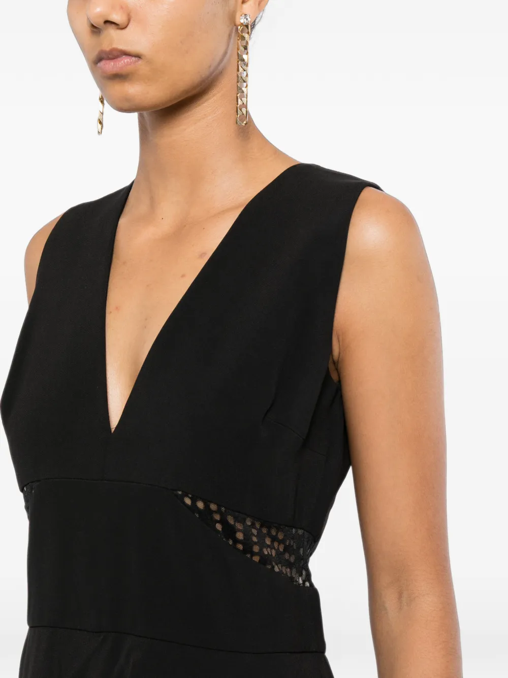 Elie Saab Jumpsuit met kant en peplum-detail Zwart