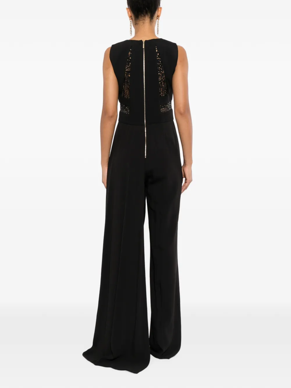 Elie Saab Jumpsuit met kant en peplum-detail Zwart