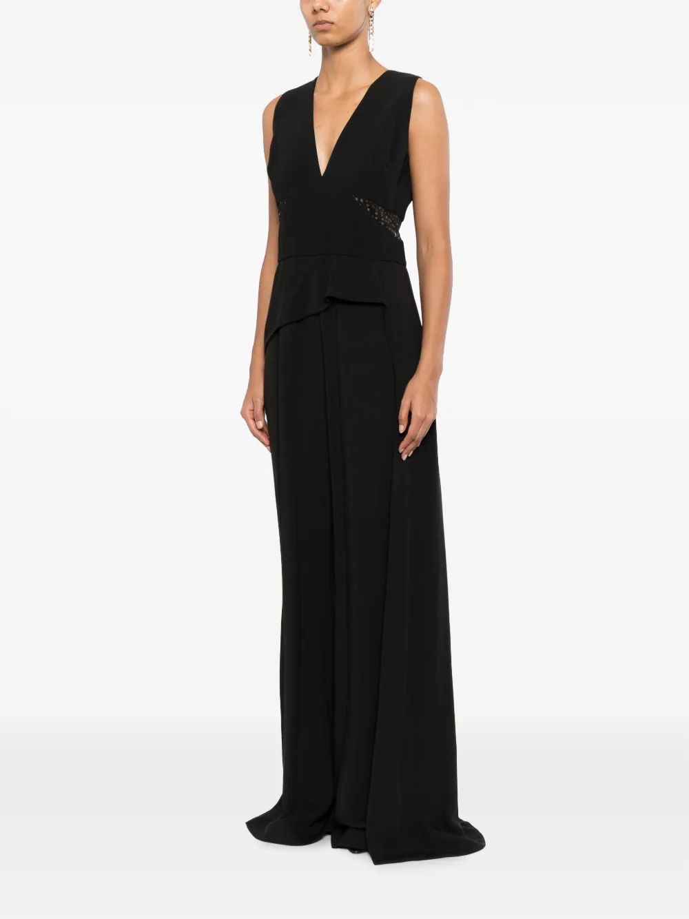 Elie Saab Jumpsuit met kant en peplum-detail Zwart