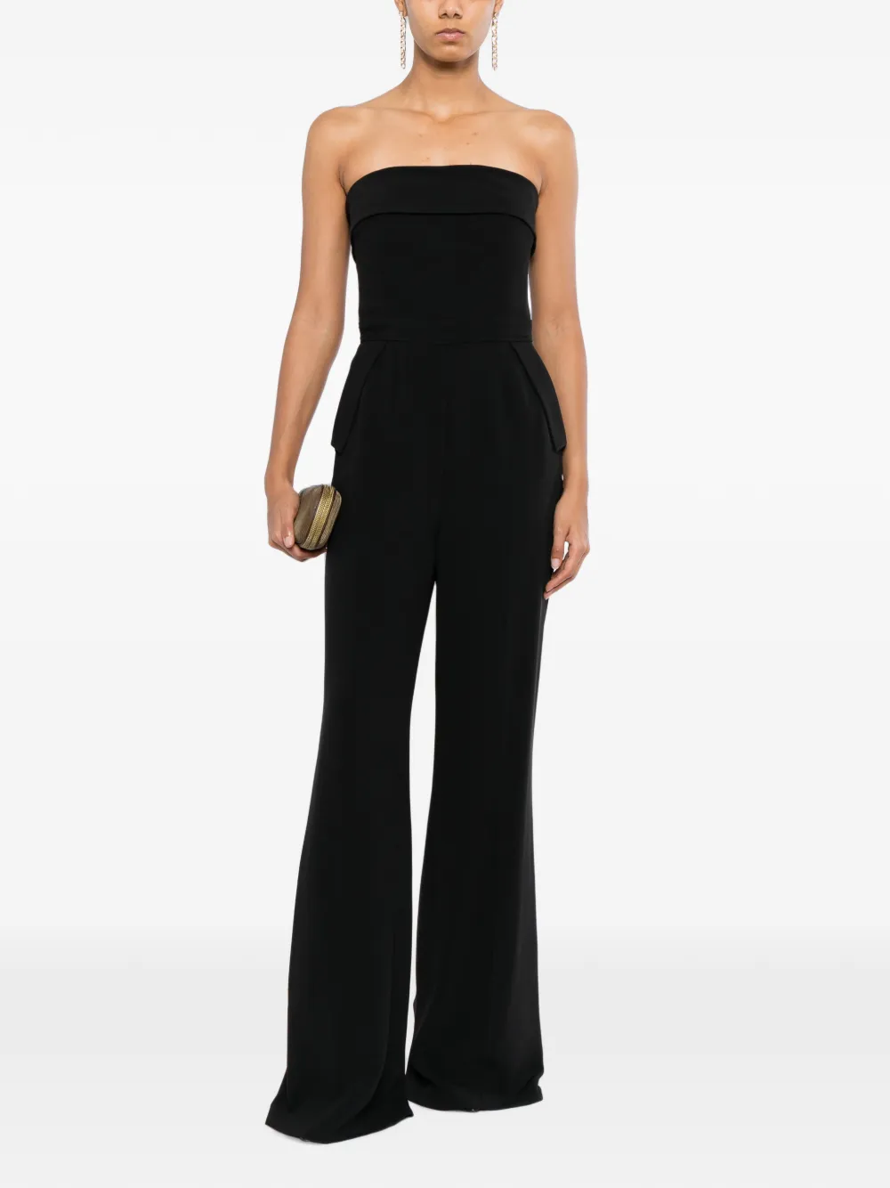 Elie Saab Jumpsuit zonder bandjes in smokingstijl Zwart