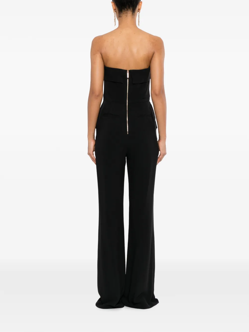 Elie Saab Jumpsuit zonder bandjes in smokingstijl Zwart