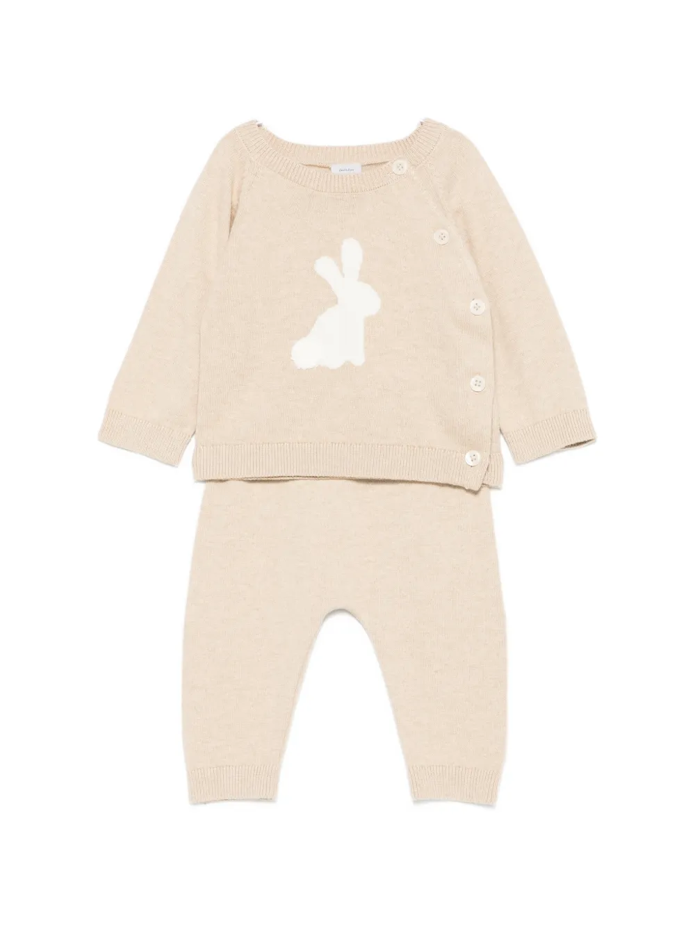 Petit Bateau rabbit-intarsia knitted trousers set - Nude
