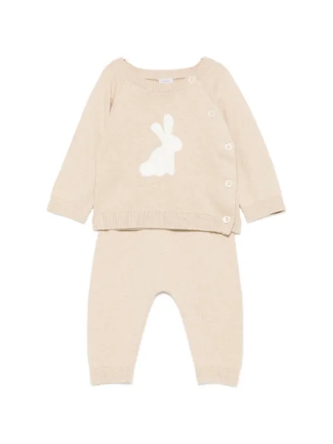 Petit Bateau rabbit-intarsia knitted trousers set