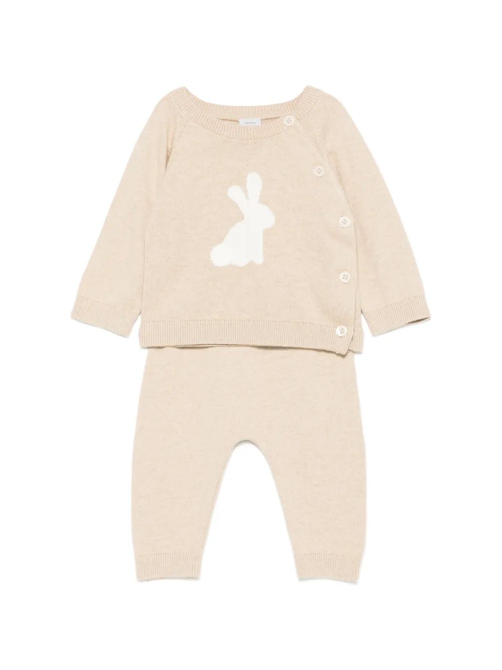 Petit Bateau rabbit-intarsia knitted trousers set - Toni neutri