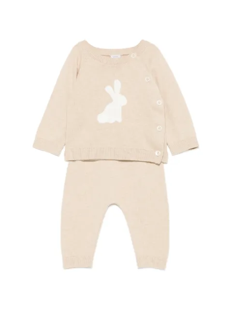 Petit Bateau rabbit-intarsia knitted trousers set