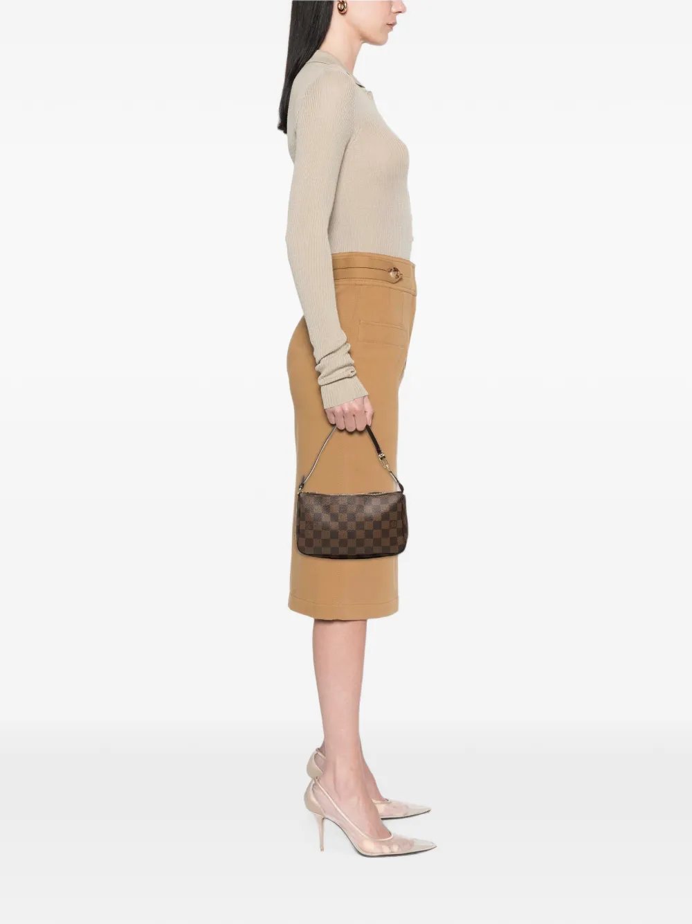 Louis Vuitton Pre-Owned 2008 Damier Ebene Pochette Accessoires shoulder bag - Braun