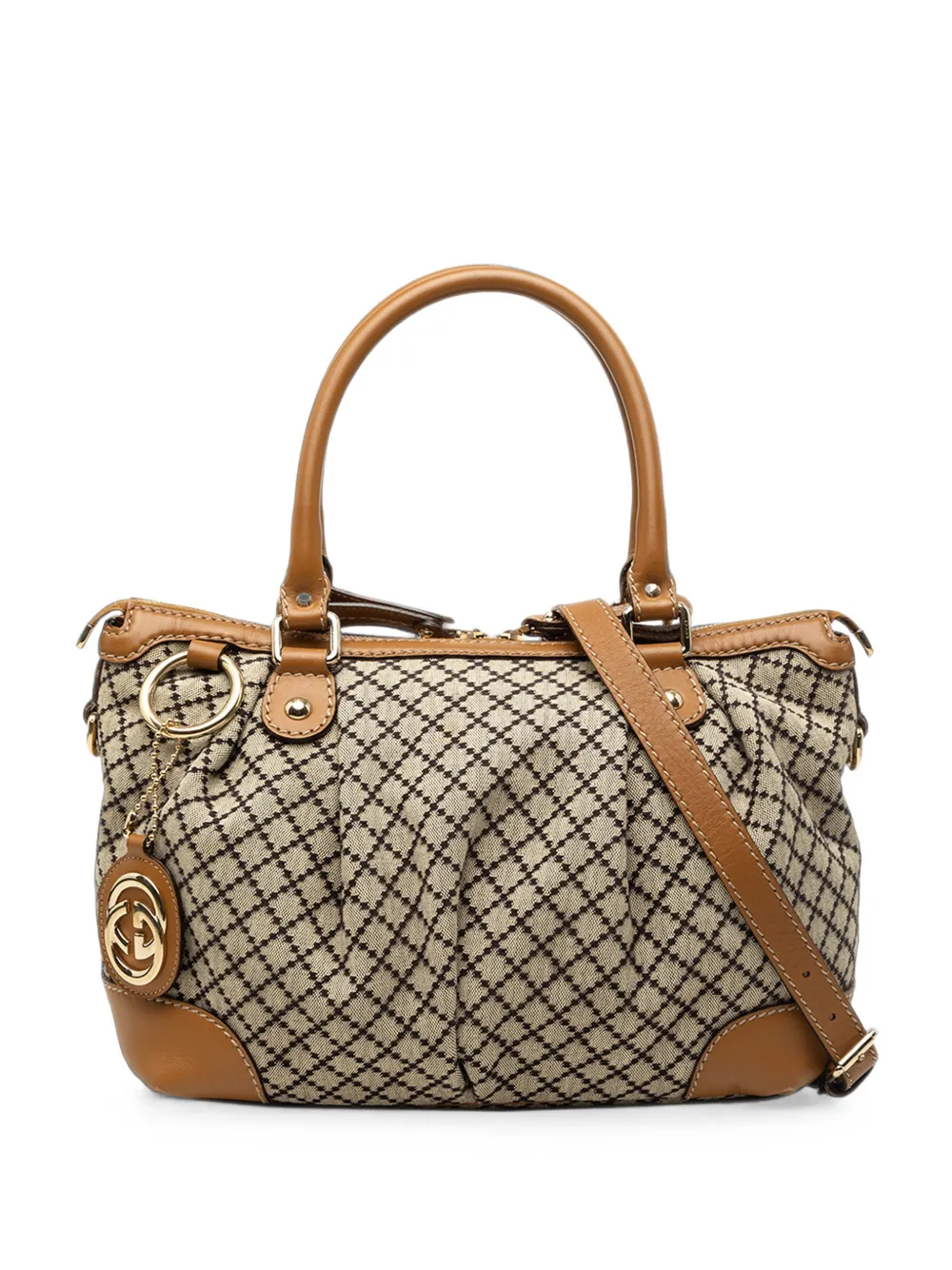 Gucci Pre-Owned 2000-2015 Diamante Canvas Sukey satchel - Nude