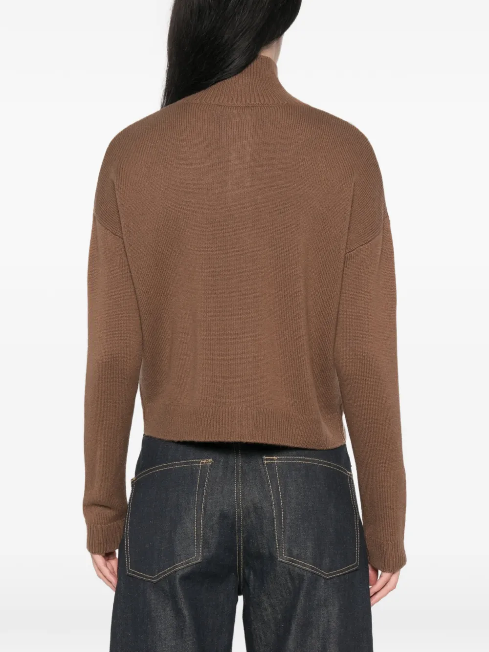 Max Mara Trui met knoopkraag en argyle-intarsia Bruin