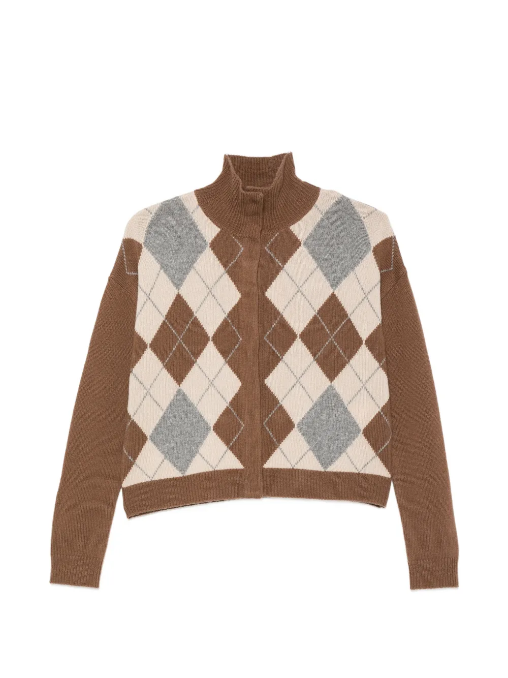 Max Mara argyle-intarsia button-collar sweater - Marrone