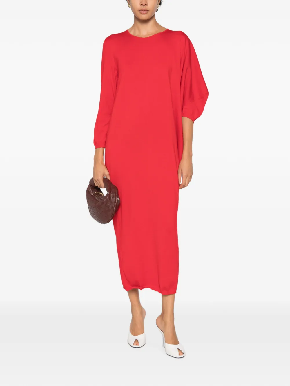 Liviana Conti Asymmetrische maxi-jurk met vleermuismouwen Rood