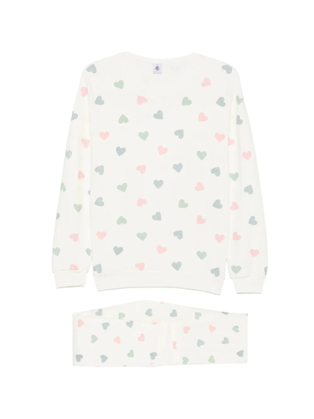 Petit Bateau Pyjama mit Herzmuster - Weiß