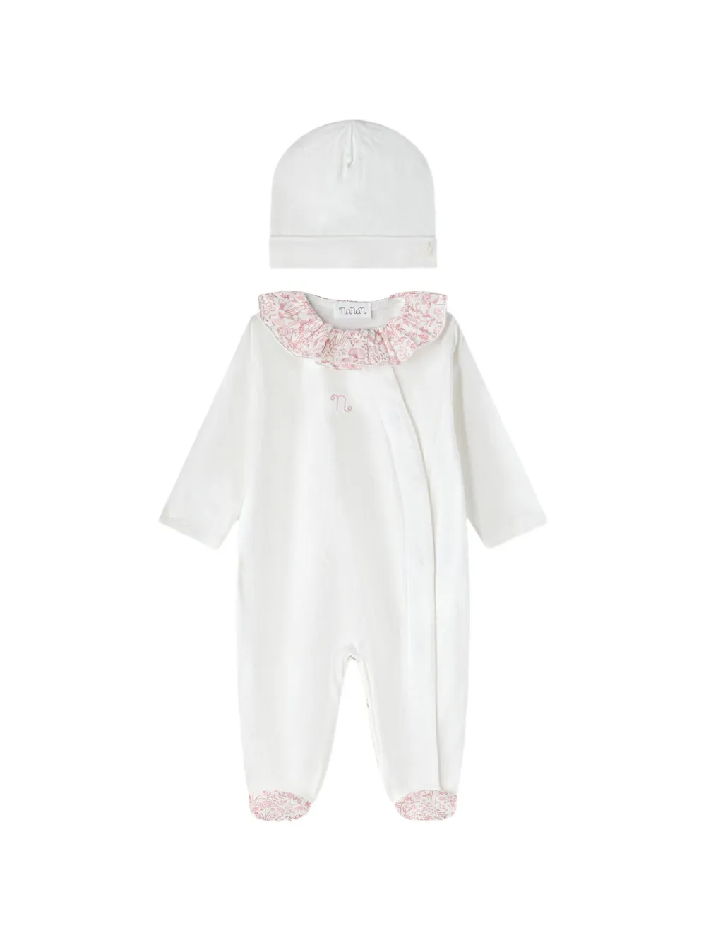 NANAN floral-print ruffled babygrow set (set of two) - Weiß