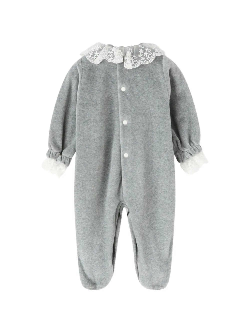 NANAN Pyjama met kanten afwerking en ruches Grijs