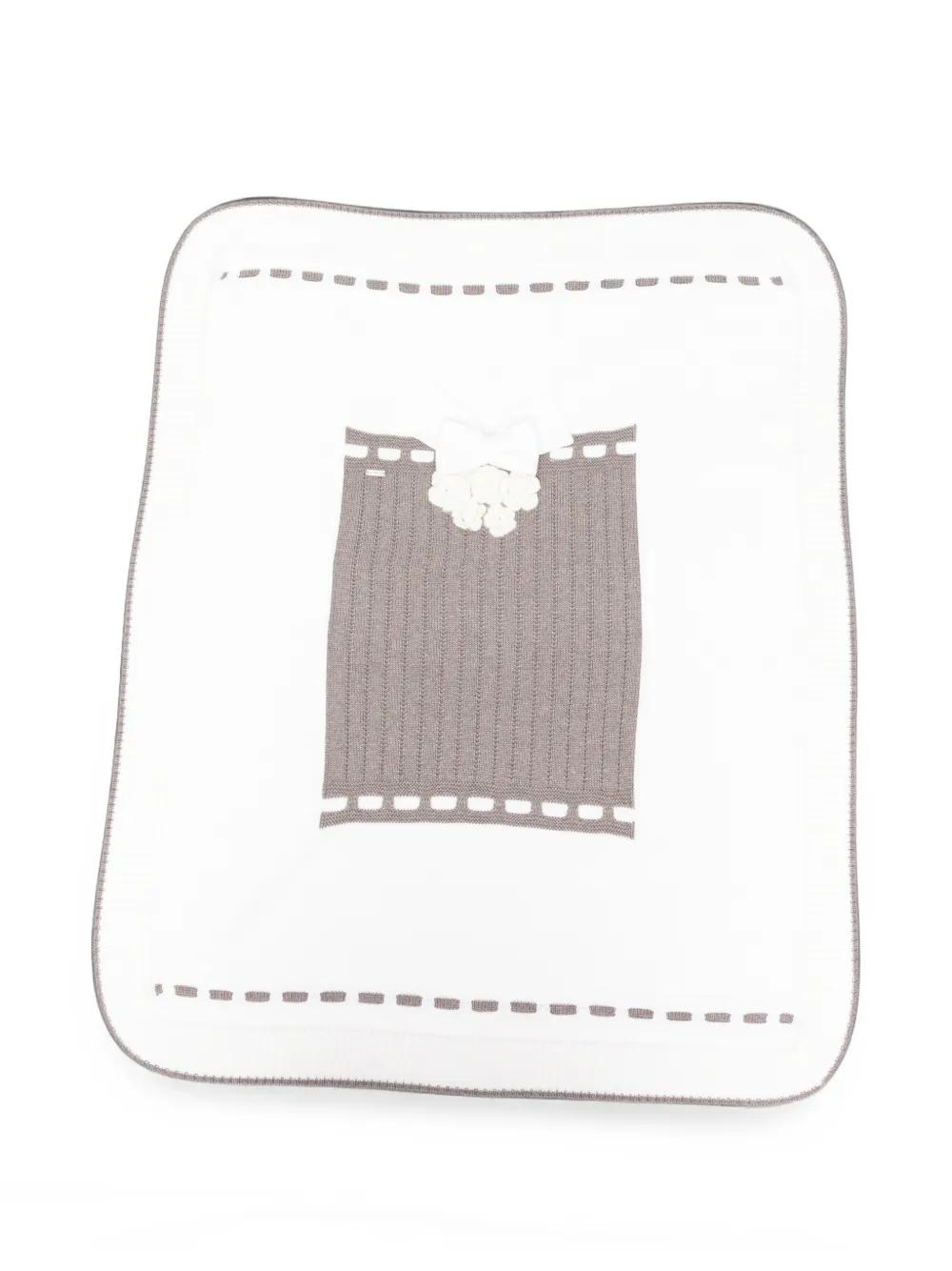 Colorichiari bow-embellished floral-detail blanket - Bianco