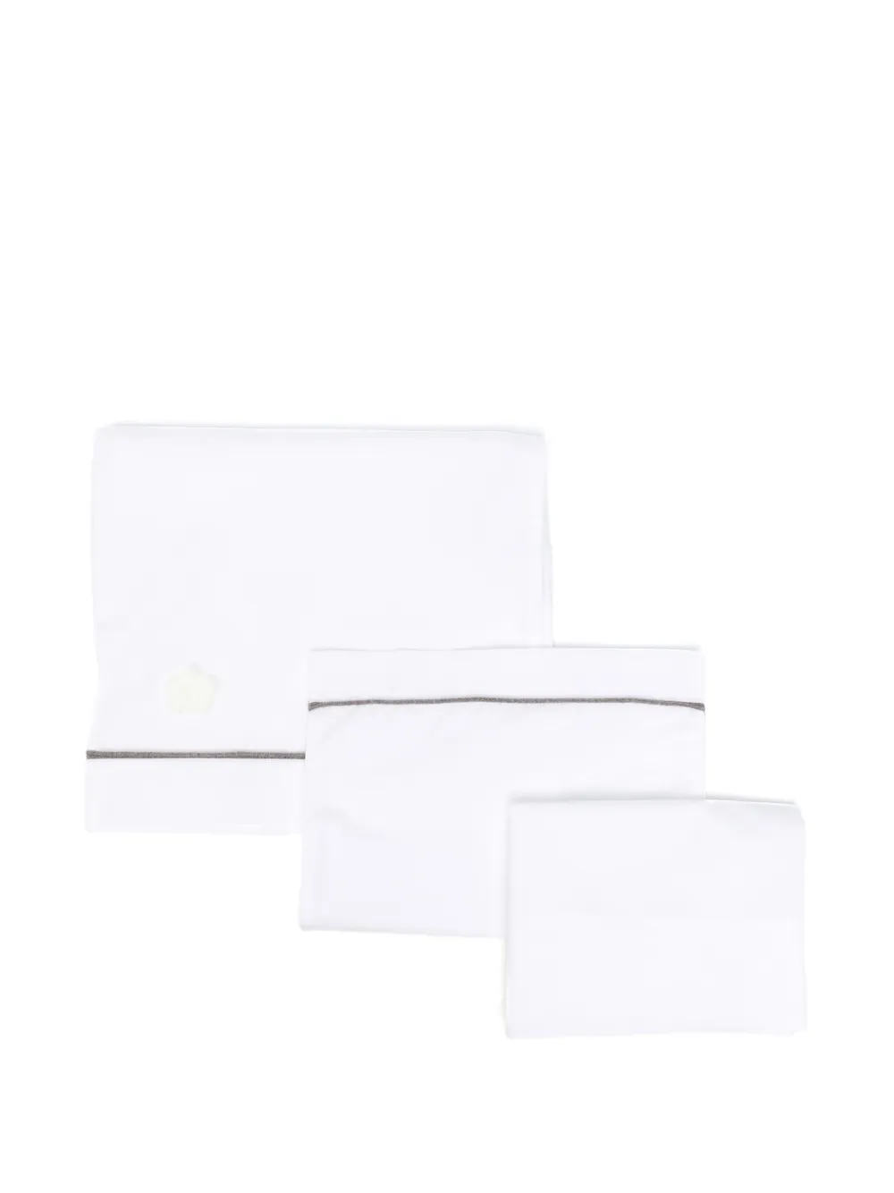 Colorichiari embroidered flower-detail bedding set of three pieces - Bianco