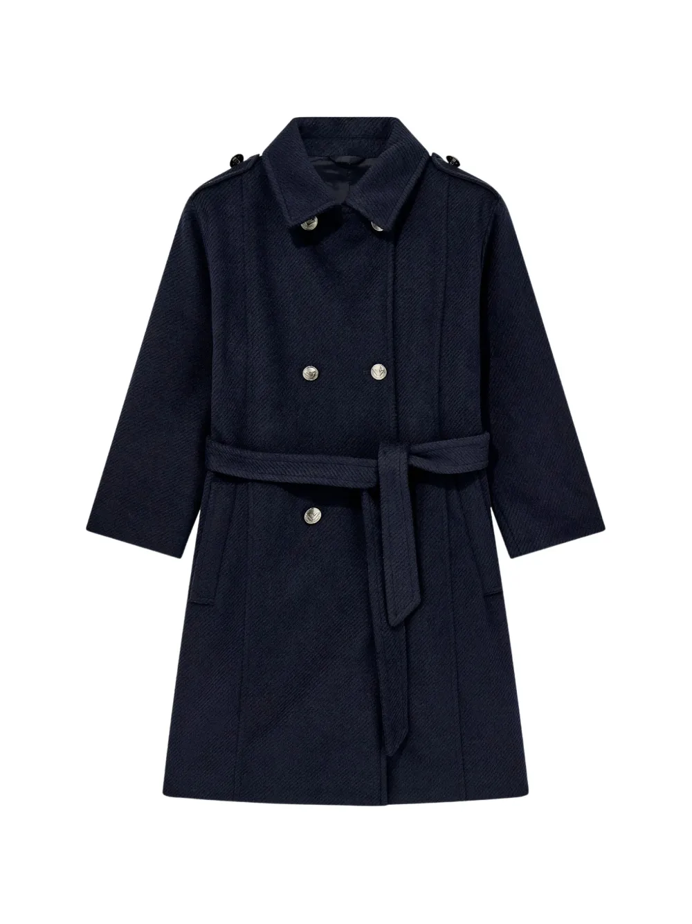 Emporio Armani Kids manteau croisé à taille ceinturée - Bleu Emporio Armani Kids manteau croisé à taille ceinturée - Bleu