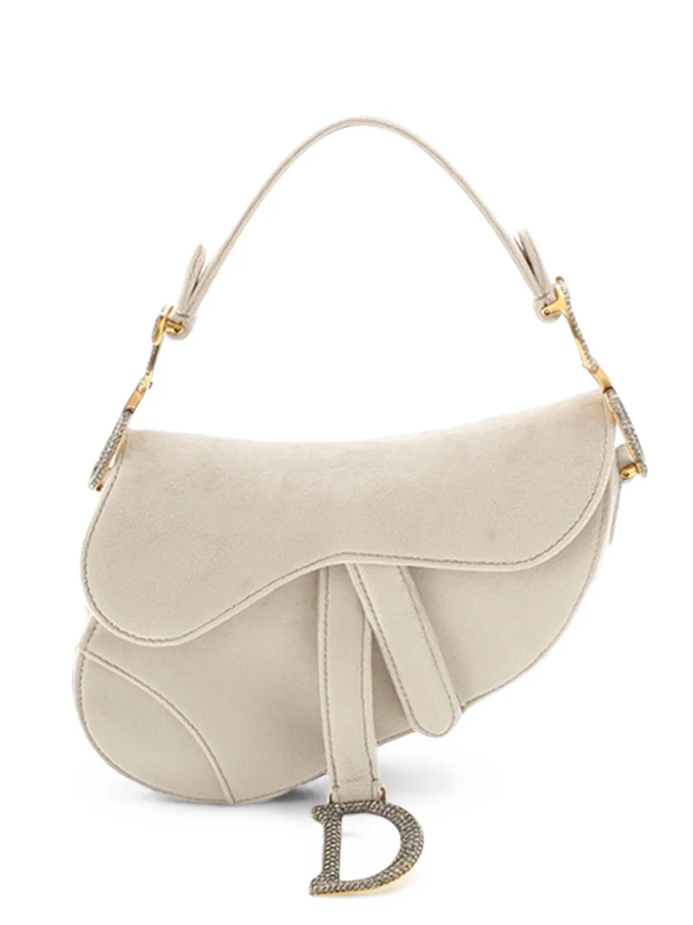 Christian Dior Pre-Owned 2000-2026 Mini Velvet Crystal Embellished Hardware Saddle Bag satchel - Grau