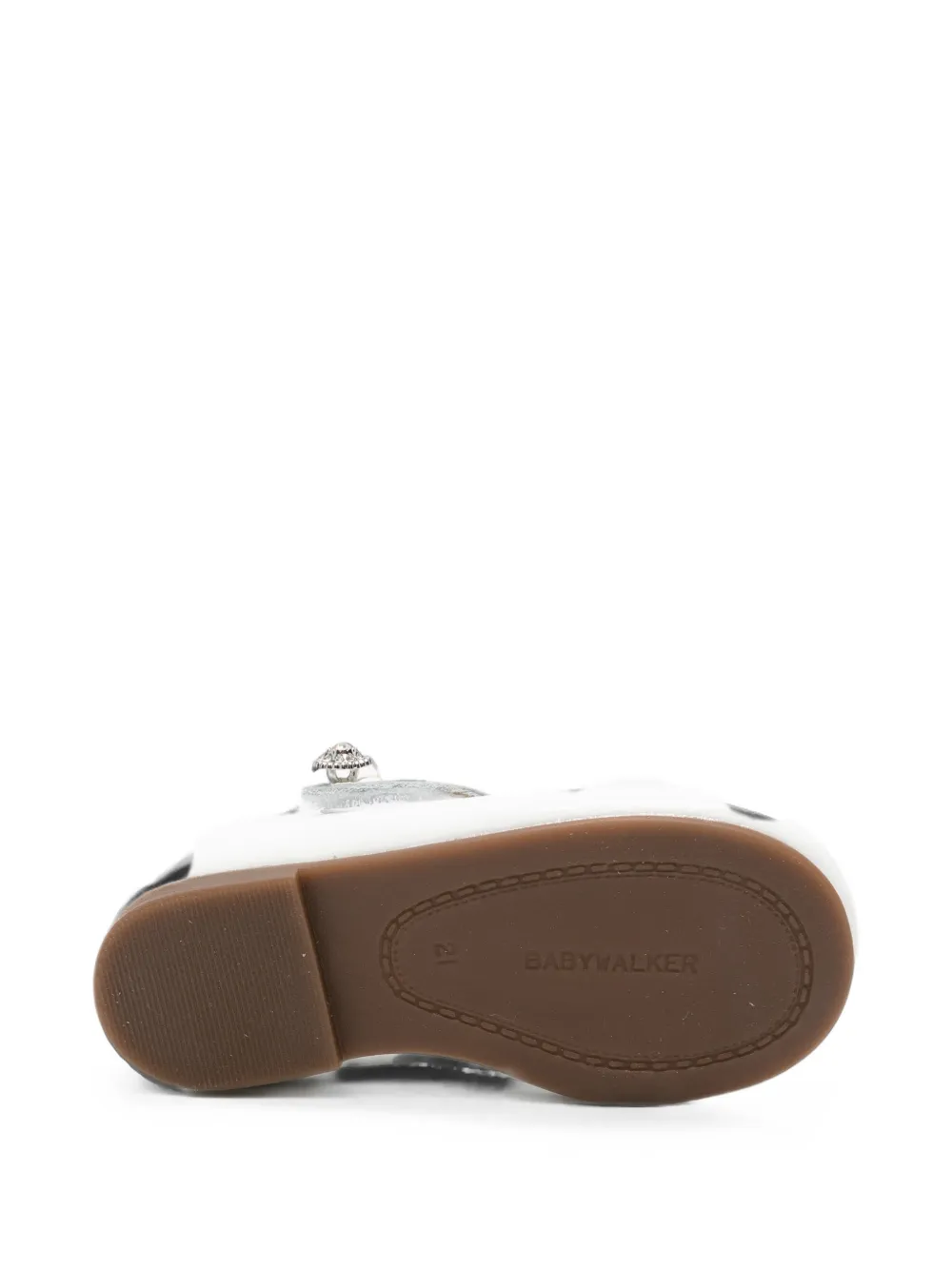 BabyWalker Leren ballerina's met kristallen Wit