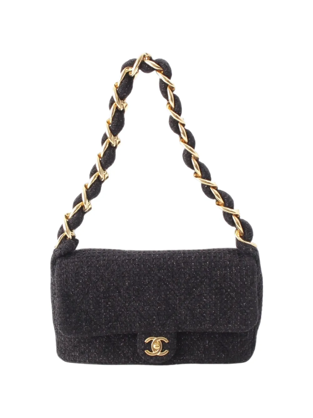 CHANEL Pre-Owned 2021-2026 CC Quilted Tweed Single Flap shoulder bag - Schwarz