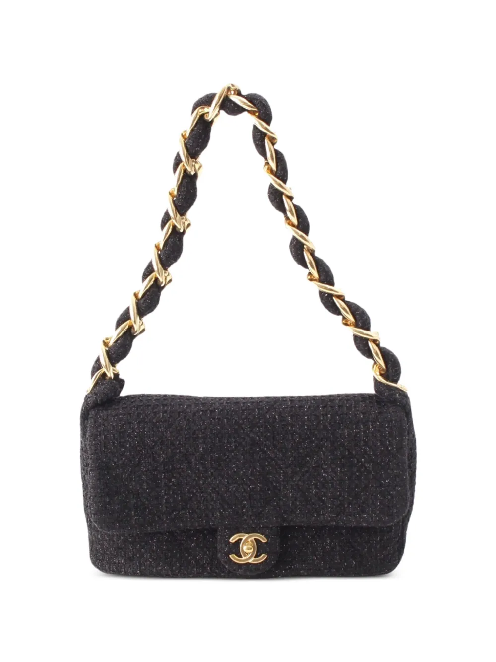 CHANEL Pre-Owned 2021-2026 CC Quilted Tweed Single Flap shoulder bag - Nero
