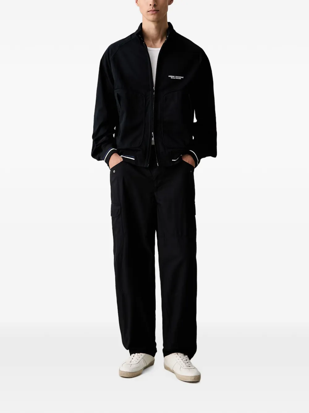 Armani Exchange Broek met elastische taille Zwart