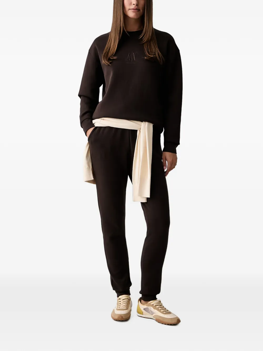 Armani Exchange Sweater met geborduurd logo Bruin