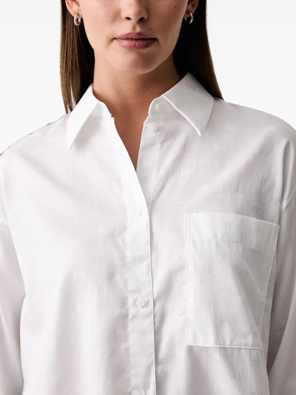 Armani Exchange Blouse met borstzak en logo-jacquard Wit