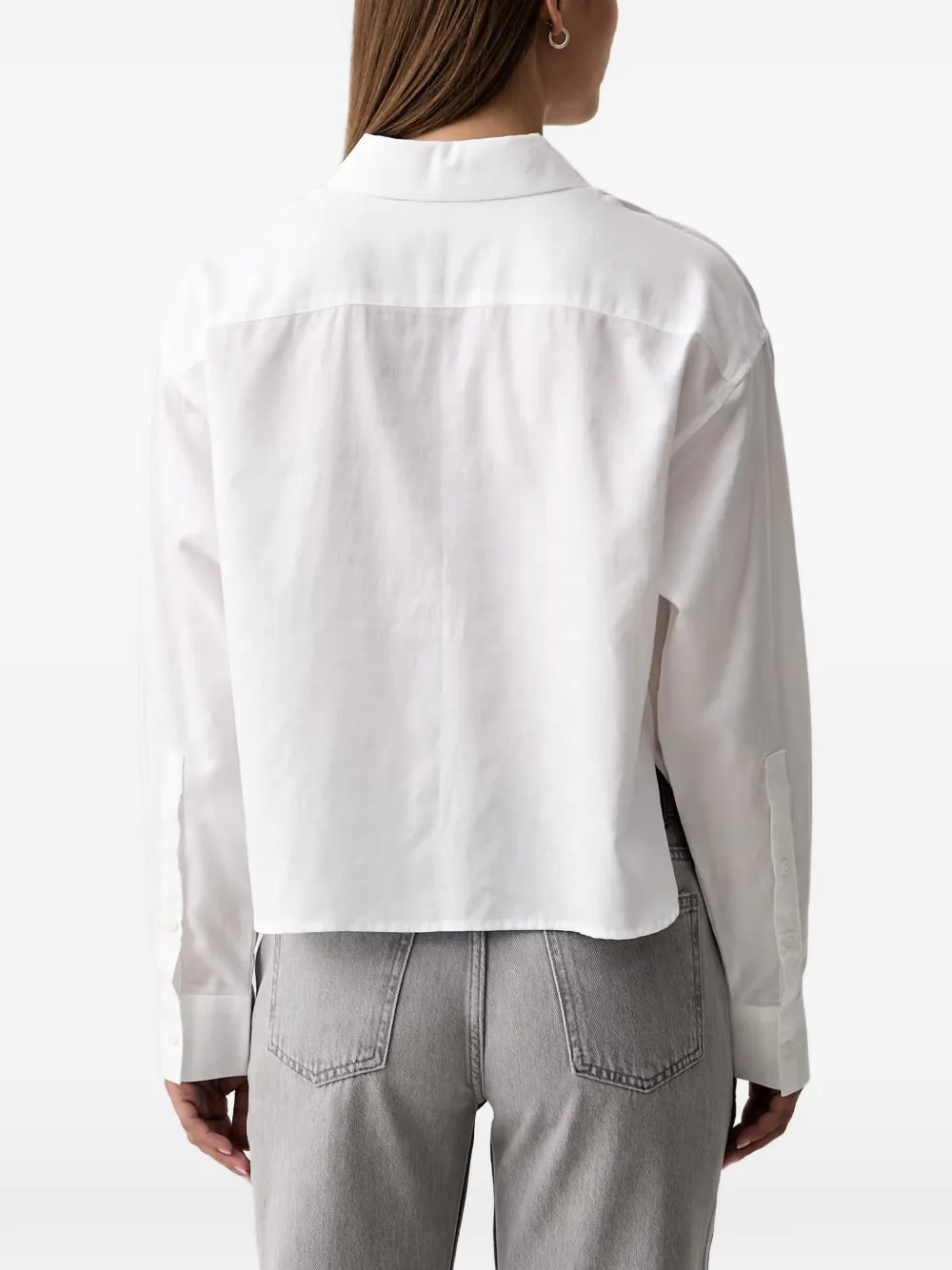 Armani Exchange Blouse met borstzak en logo-jacquard Wit