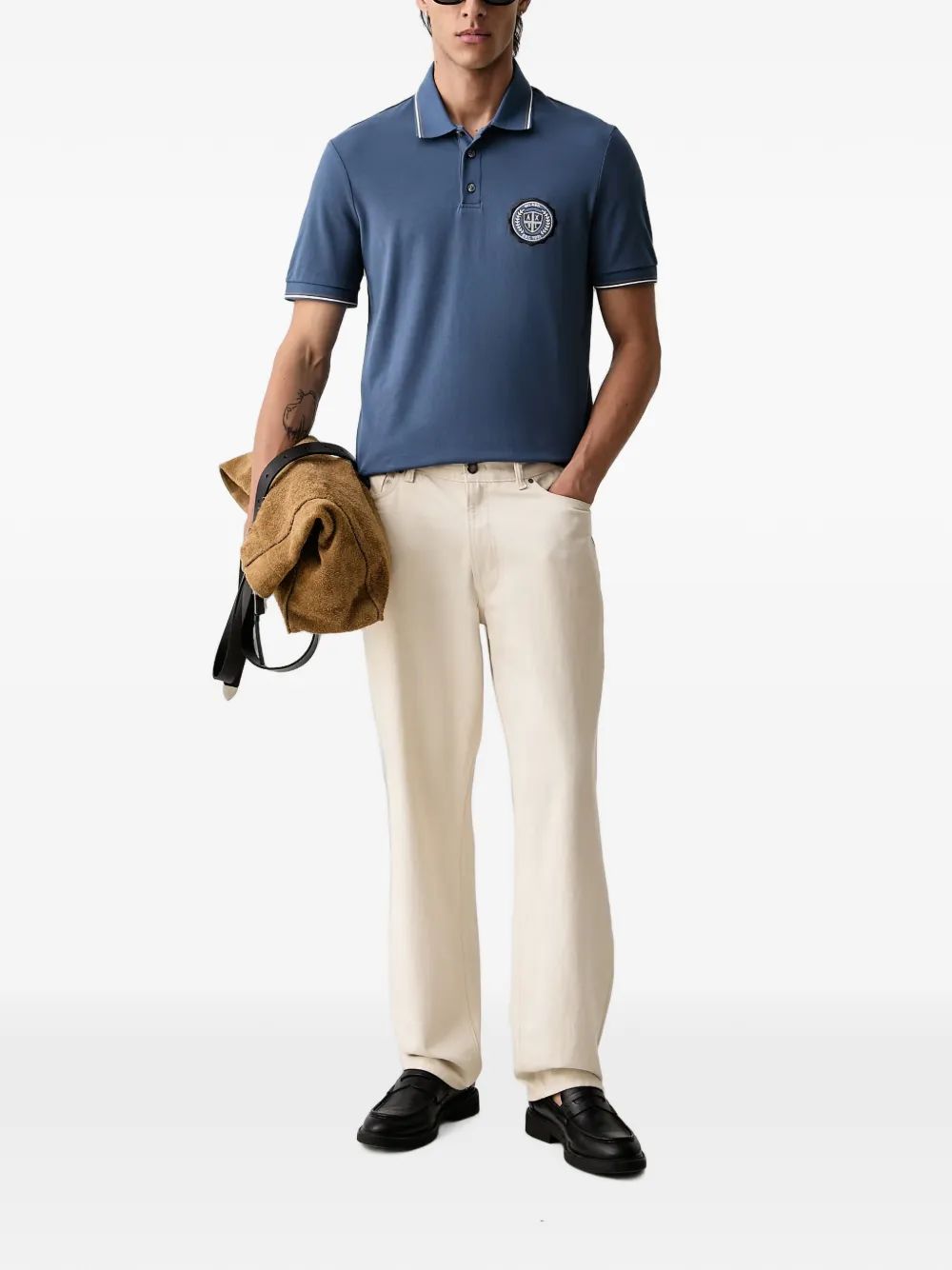 Armani Exchange Poloshirt met logopatch en afwerking Blauw