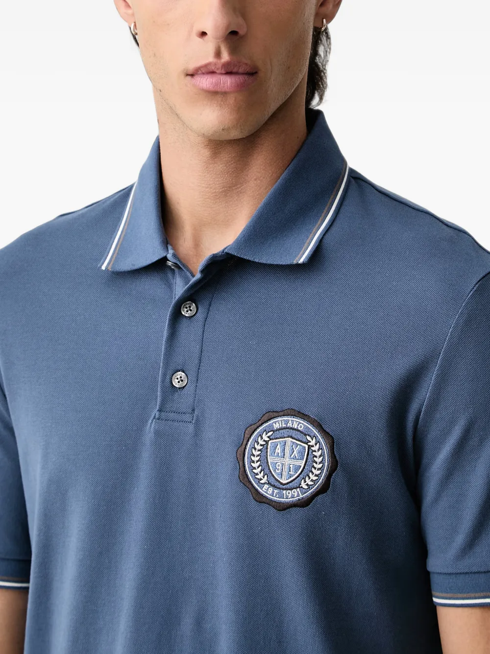 Armani Exchange Poloshirt met logopatch en afwerking Blauw