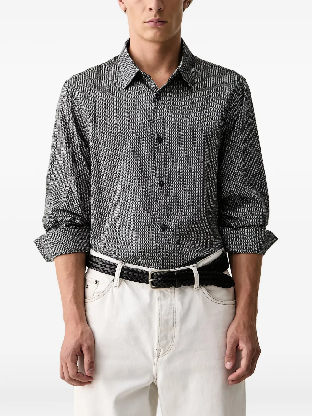 Armani Exchange logo-print long-sleeve shirt - Nero