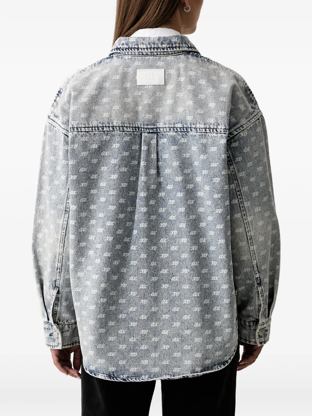 Armani Exchange Denim blouse met logoprint Blauw