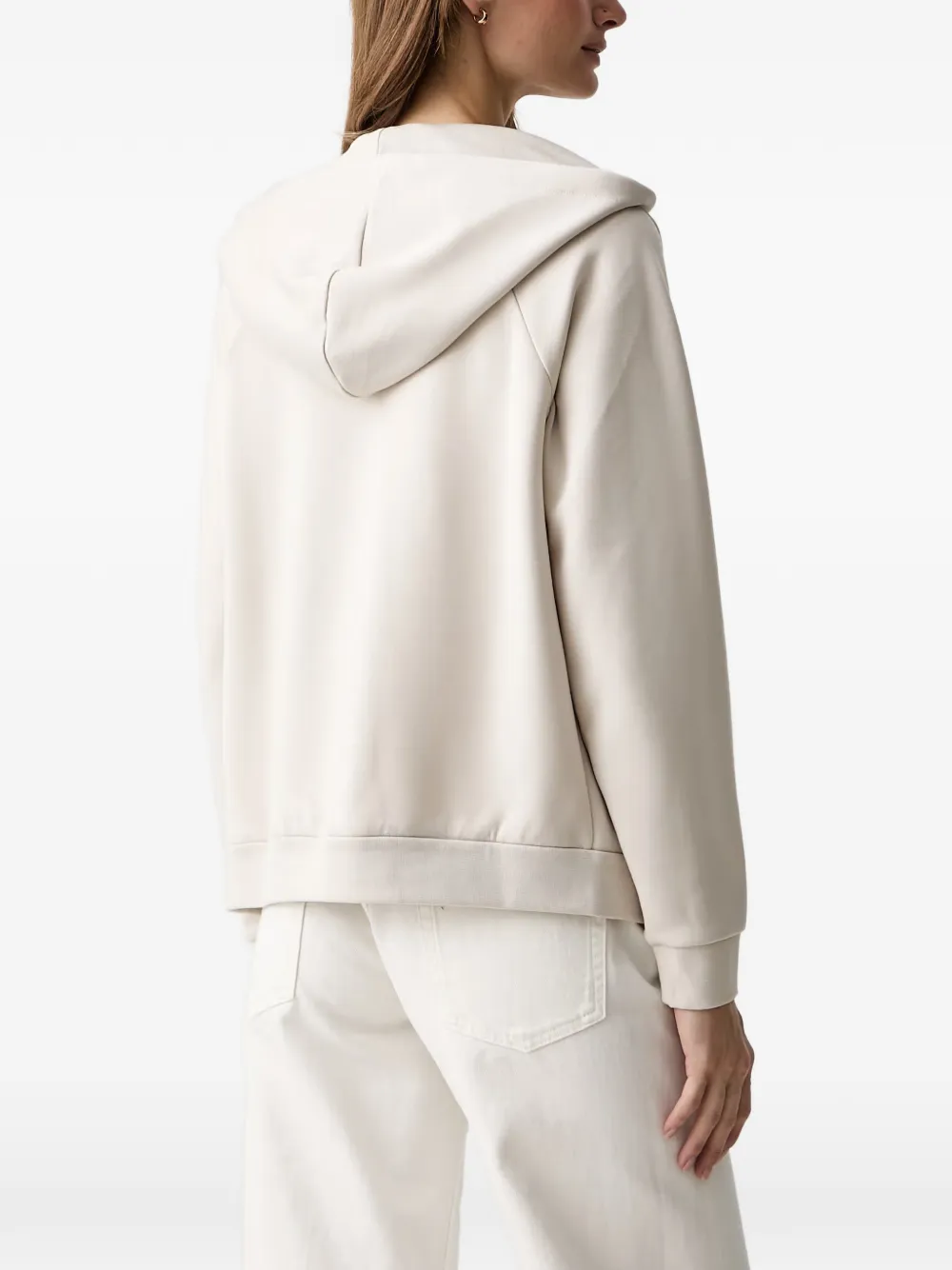 Armani Exchange logo-print zip-fastening hoodie Beige