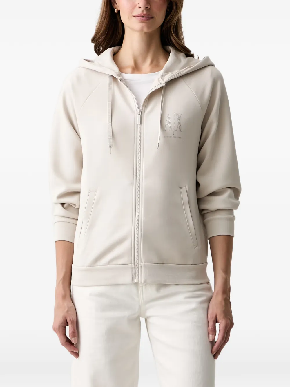 Armani Exchange logo-print zip-fastening hoodie
