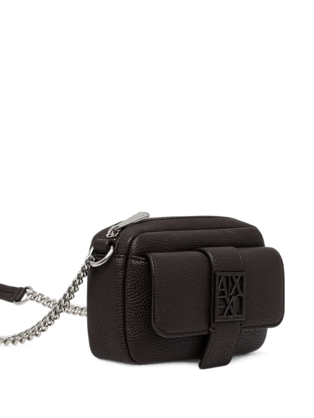 Armani Exchange logo-plaque pebbled cross body bag - Marrone
