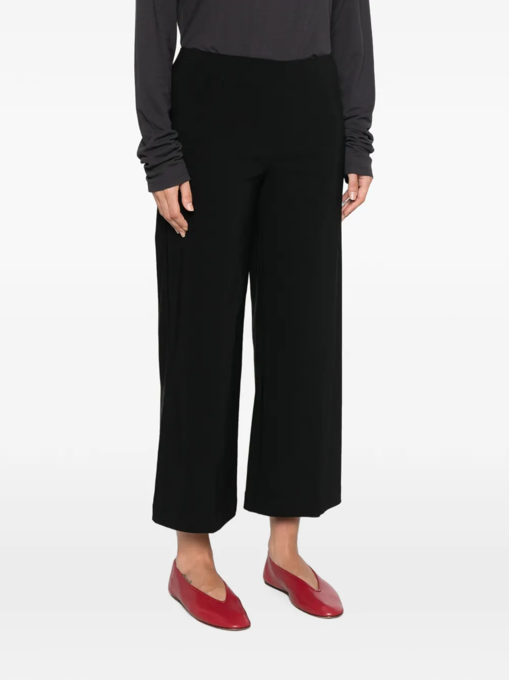 Liviana Conti Cropped broek met wijde broeken Zwart