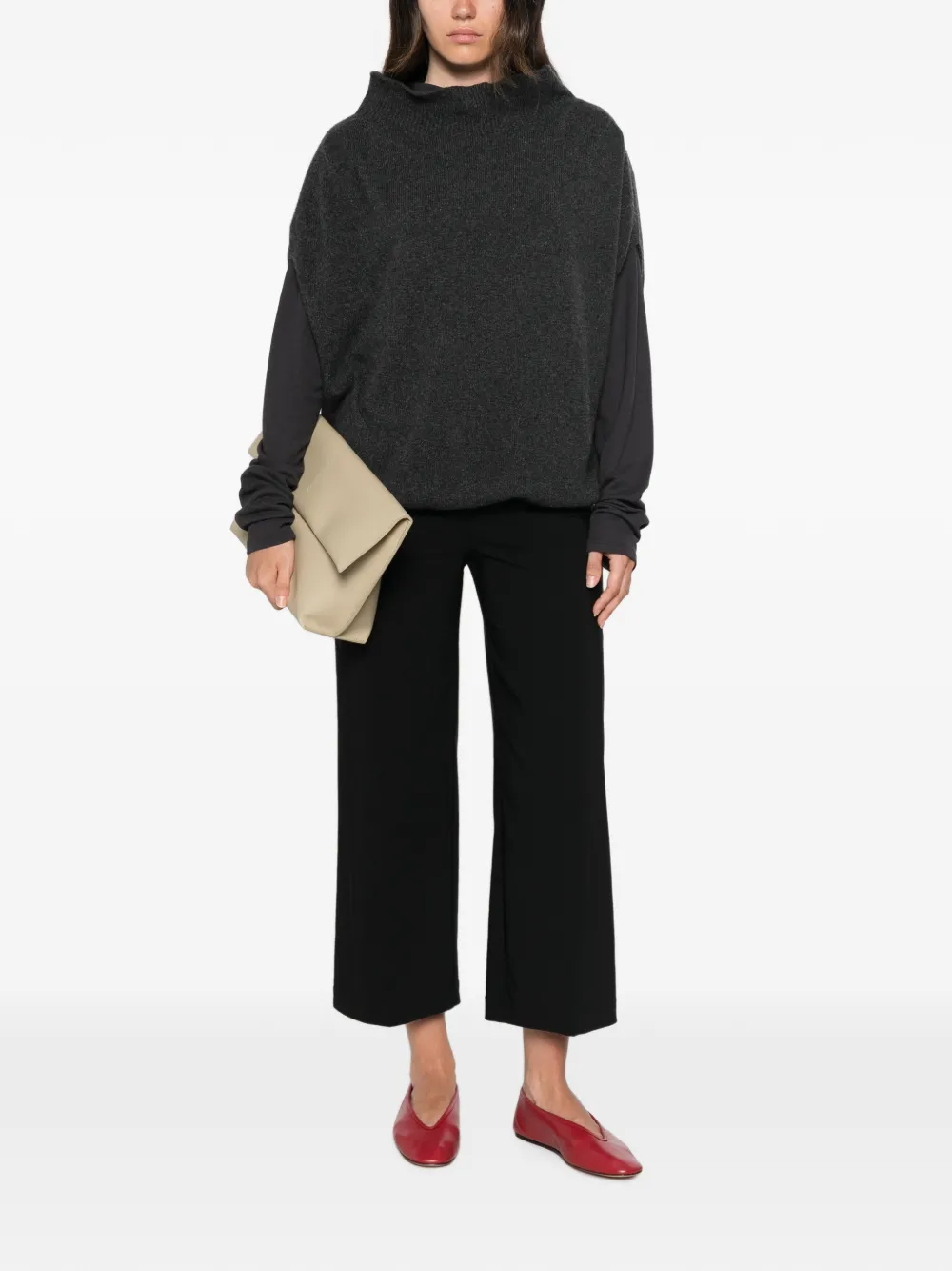 Liviana Conti Cropped broek met wijde broeken Zwart