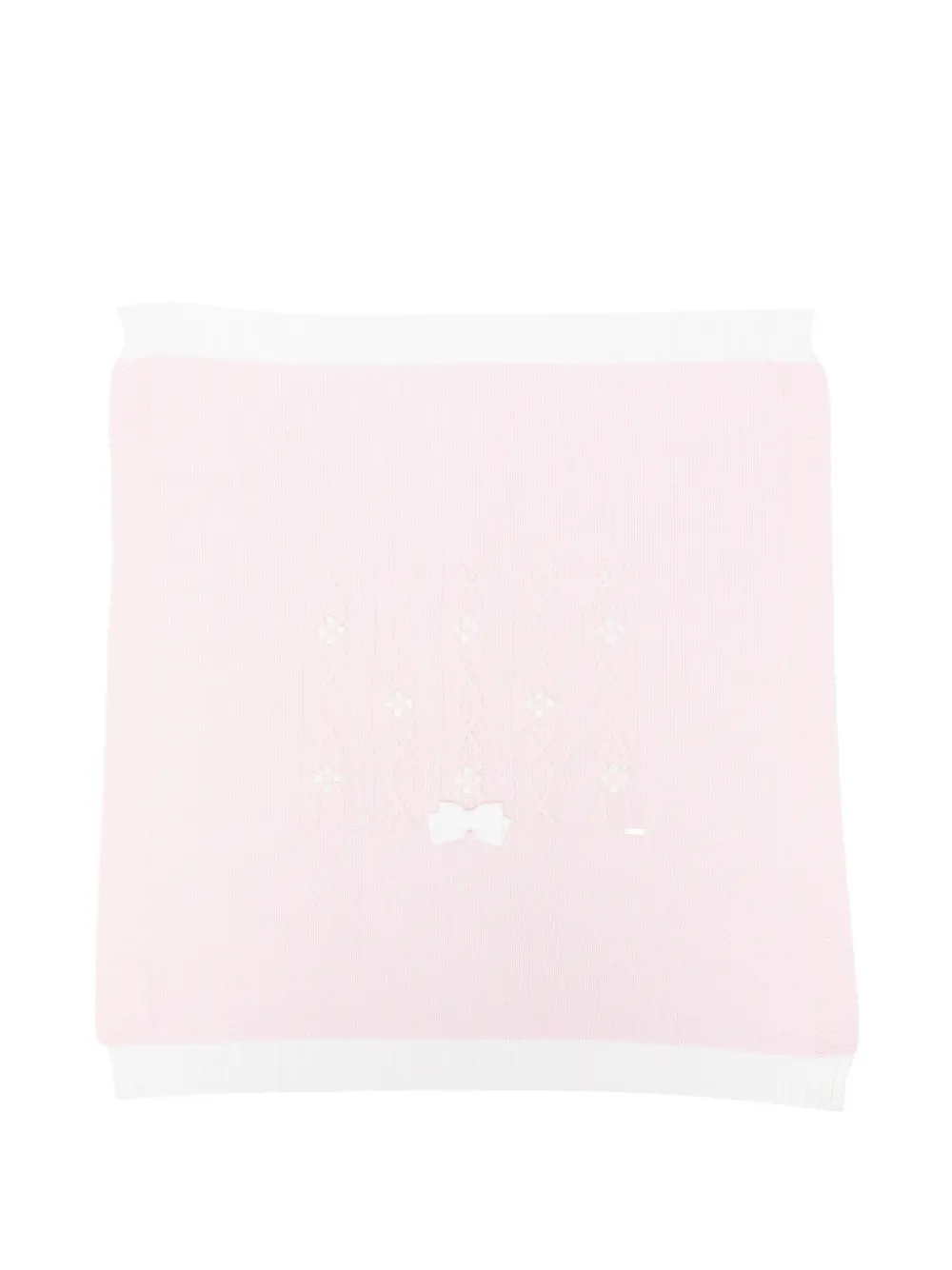 Colorichiari bow-detail cable-knit blanket - Rosa