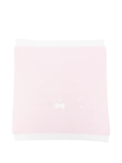 Colorichiari bow-detail cable-knit blanket