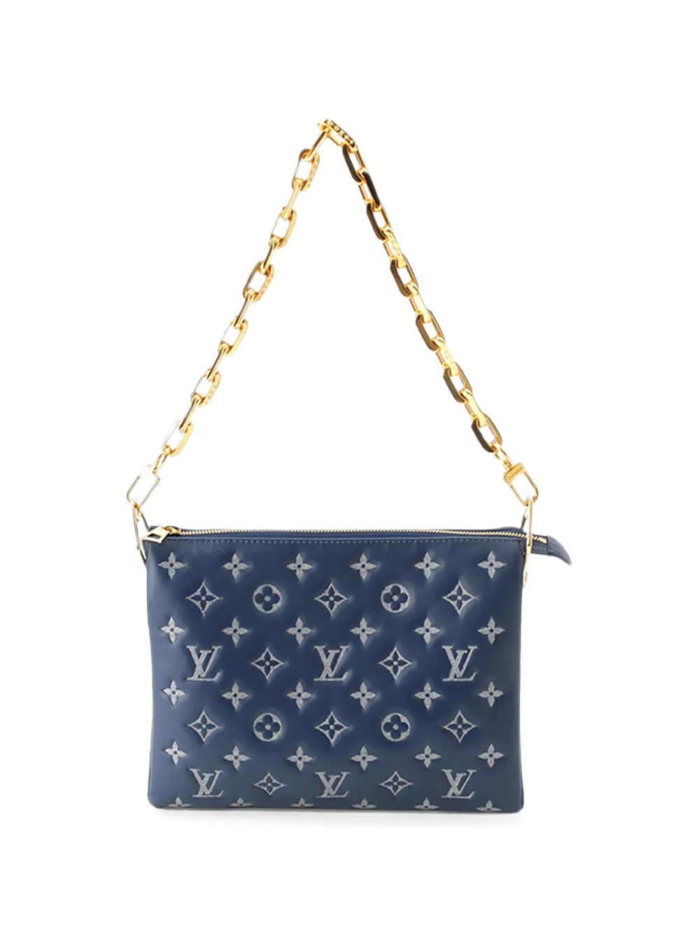 Louis Vuitton Pre-Owned 2021-2026 Monogram Embossed Denim Lambskin Coussin PM satchel - Blue