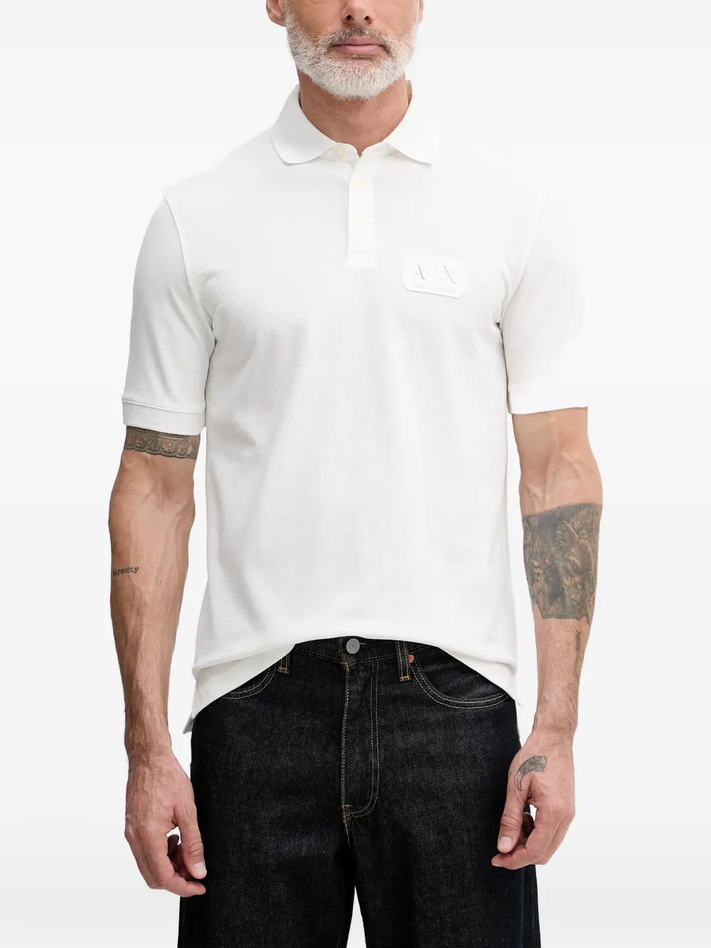 Armani Exchange logo-patch piqué Polo shirt