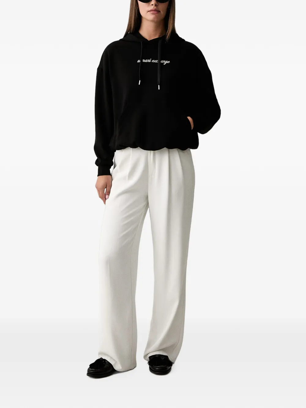 Armani Exchange Hoodie met geborduurd logo Zwart