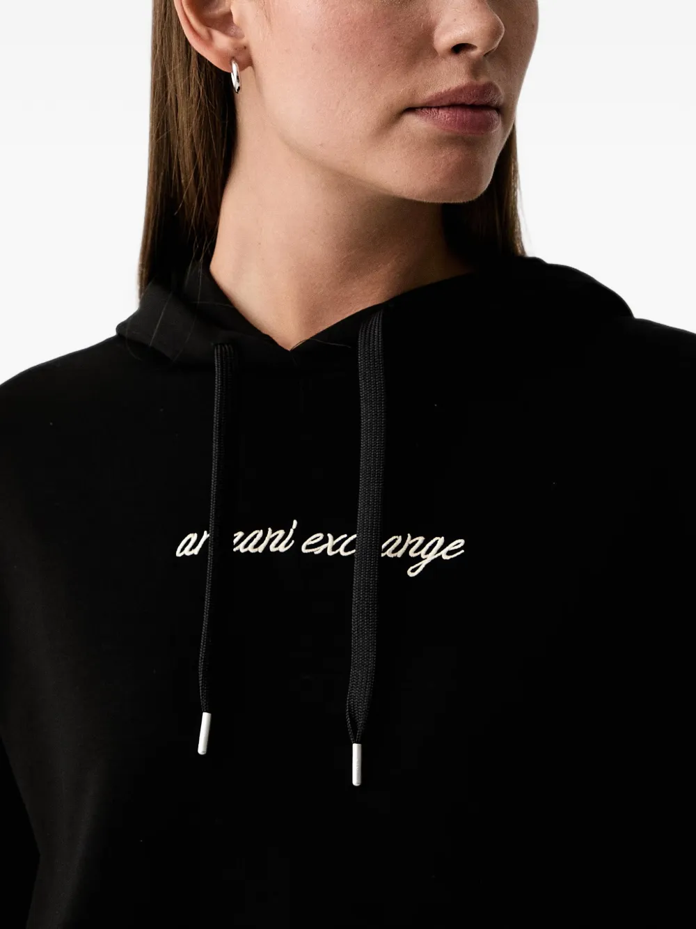 Armani Exchange Hoodie met geborduurd logo Zwart