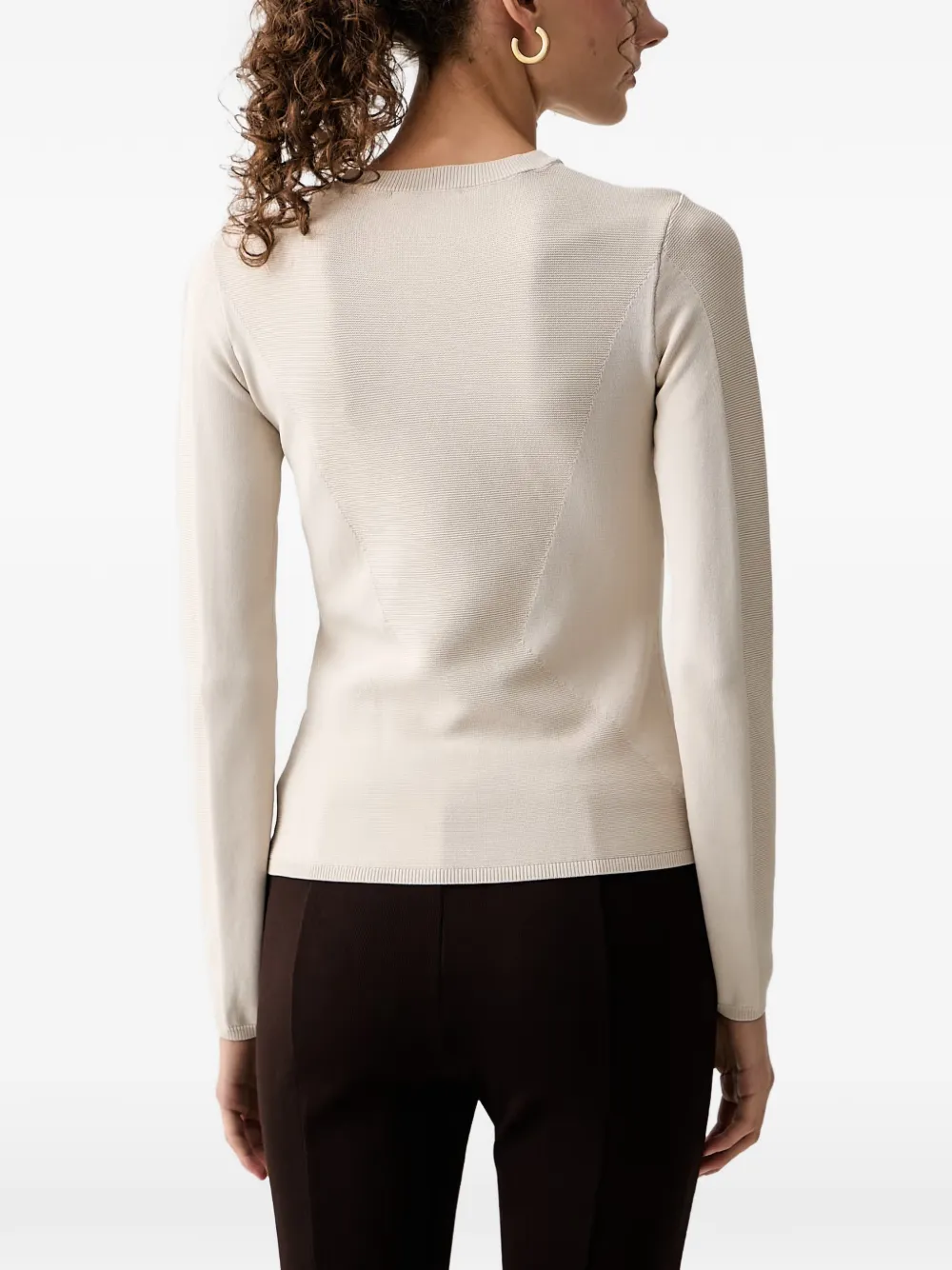 Armani Exchange logo-patch ribbed-panel sweater Beige