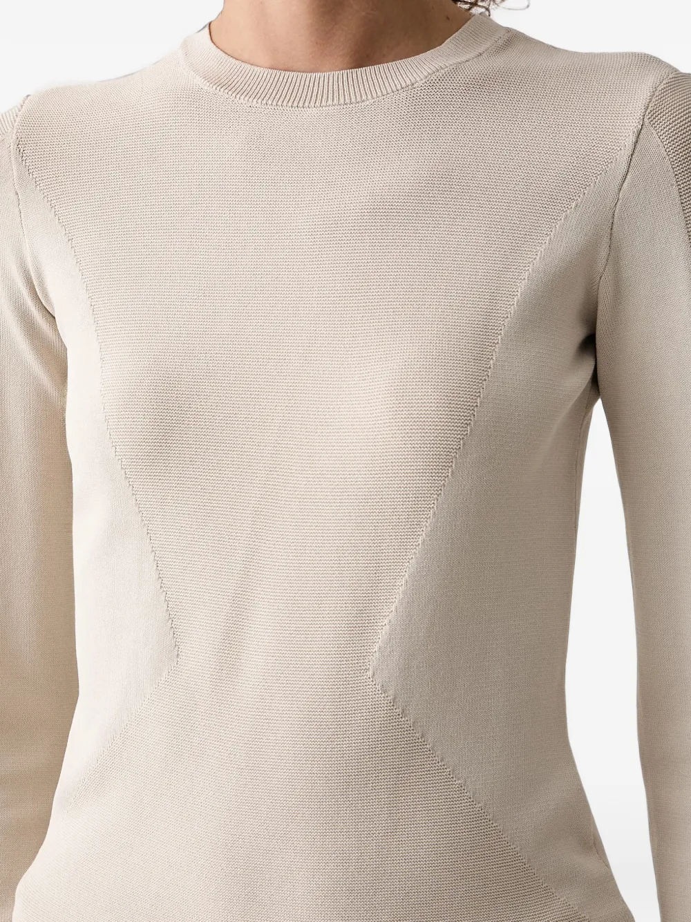 Armani Exchange logo-patch ribbed-panel sweater Beige
