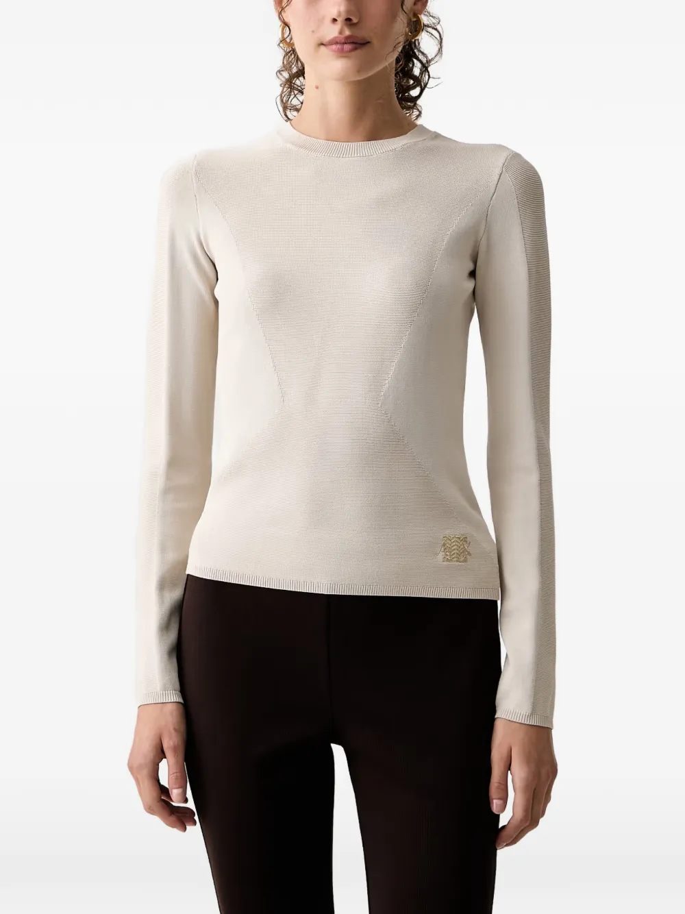 Armani Exchange logo-patch ribbed-panel sweater