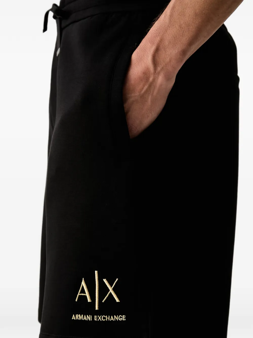 Armani Exchange Trainingsshorts met geborduurd logo Zwart