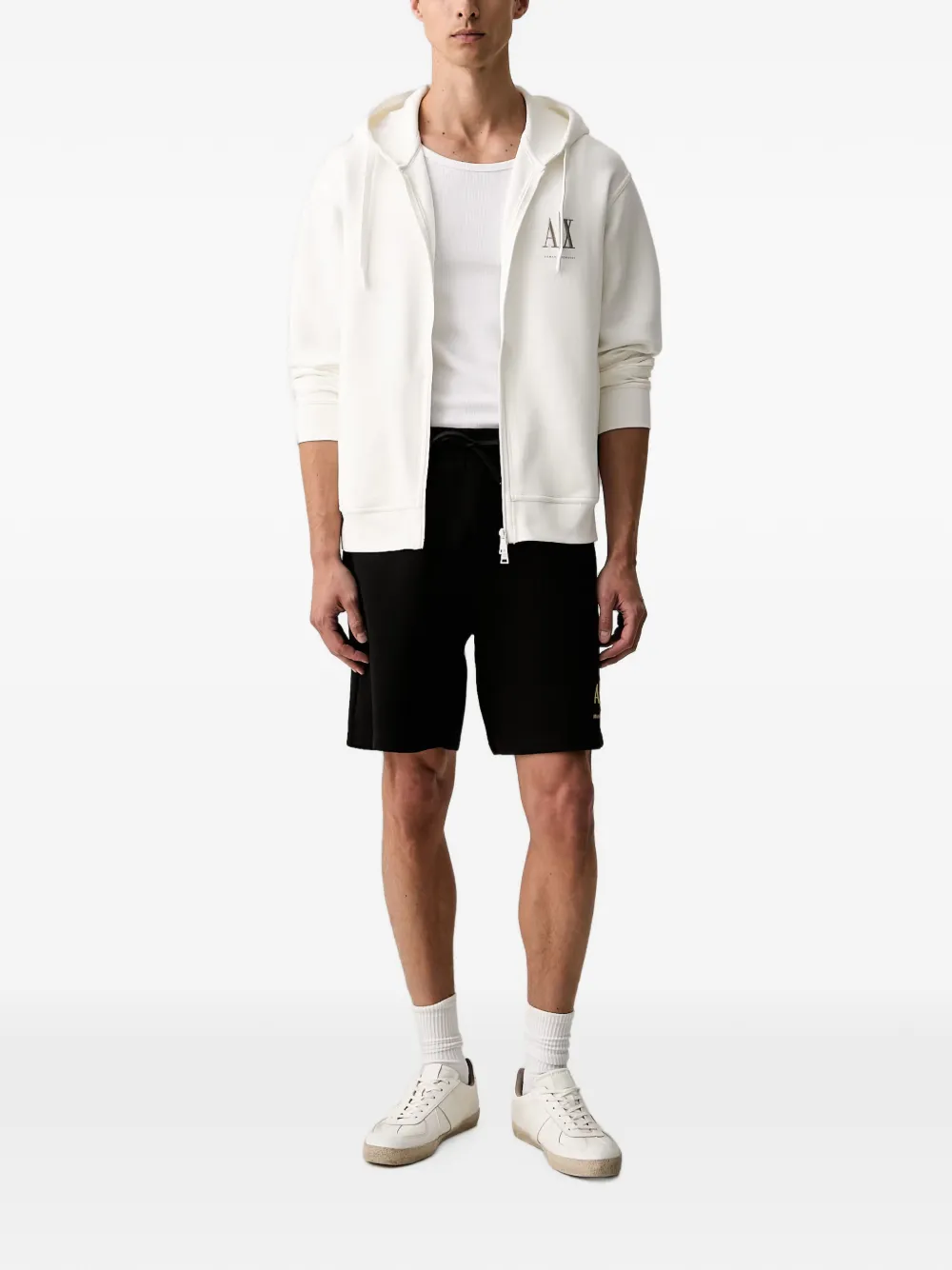 Armani Exchange Trainingsshorts met geborduurd logo Zwart