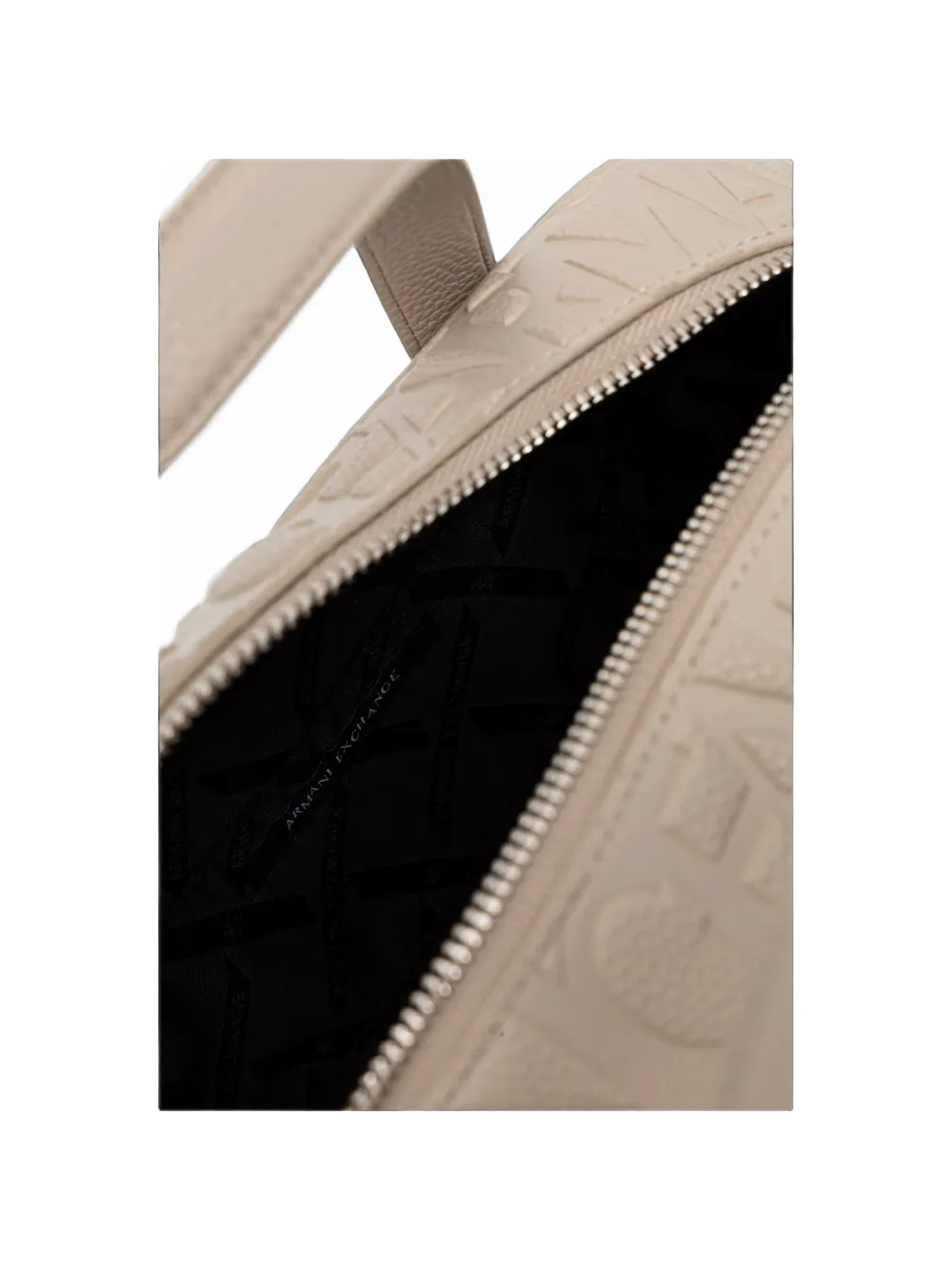 Armani Exchange Leren shopper met logo-reliëf Beige